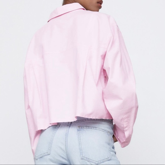 Zara Frayed Hem Crop Shirt - Picture 3 of 4